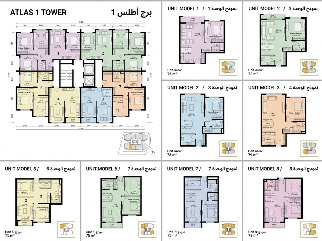 برج أطلس — المخططات 1